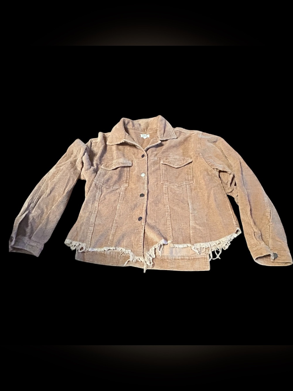 POL Distressed Corduroy Button-Up Jacket in Light Brown sz large